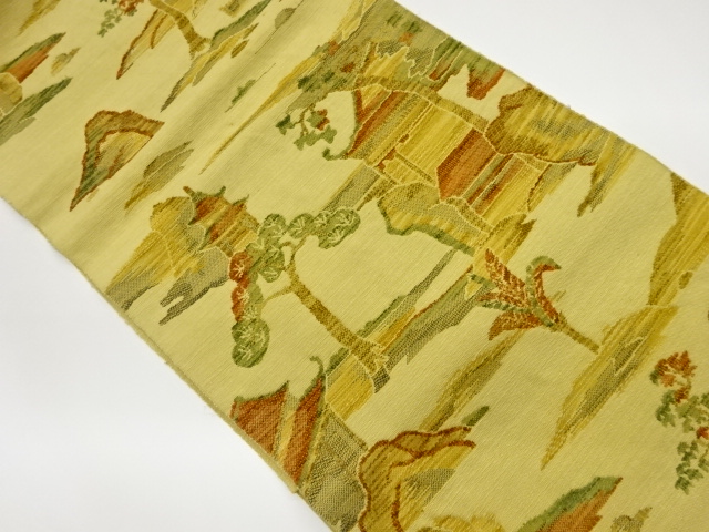 JAPANESE KIMONO / VINTAGE NAGOYA OBI / WOVEN SCENERY & TREES